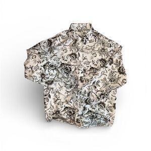 Floral Black and White Button-Up Shirt